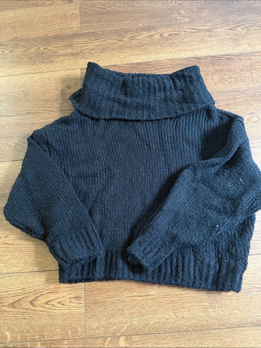 Anthropologie Black Ribbed Turtleneck Sweater